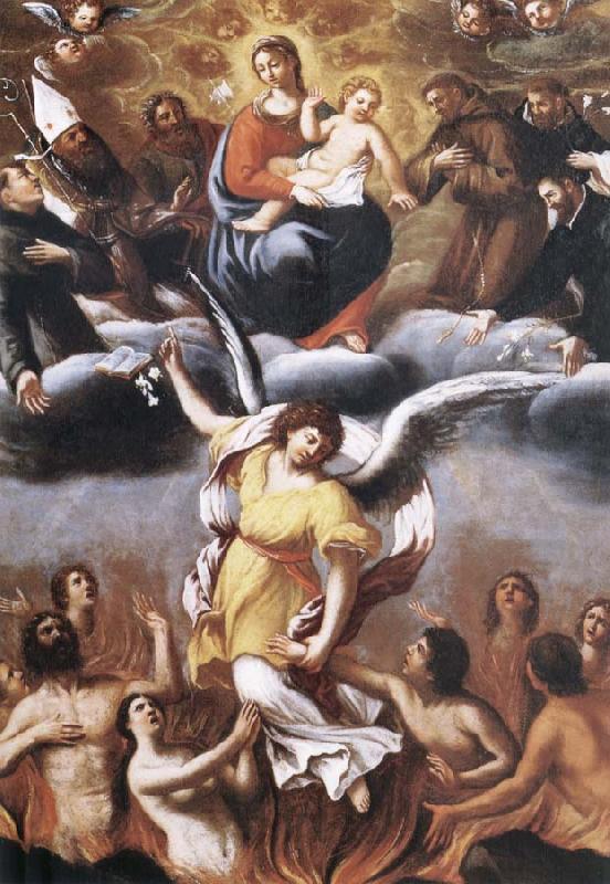 unknow artist An angel frees the souls of the Purgatory despues of the intercesion of the Virgin one Maria and of the holy Sweden oil painting art